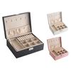  Jewelry Storage Box with Lid Safety Lock    3 Colors Convenient Micro Fiber Leather Double-layer Jewelry Storage Box for Gifts