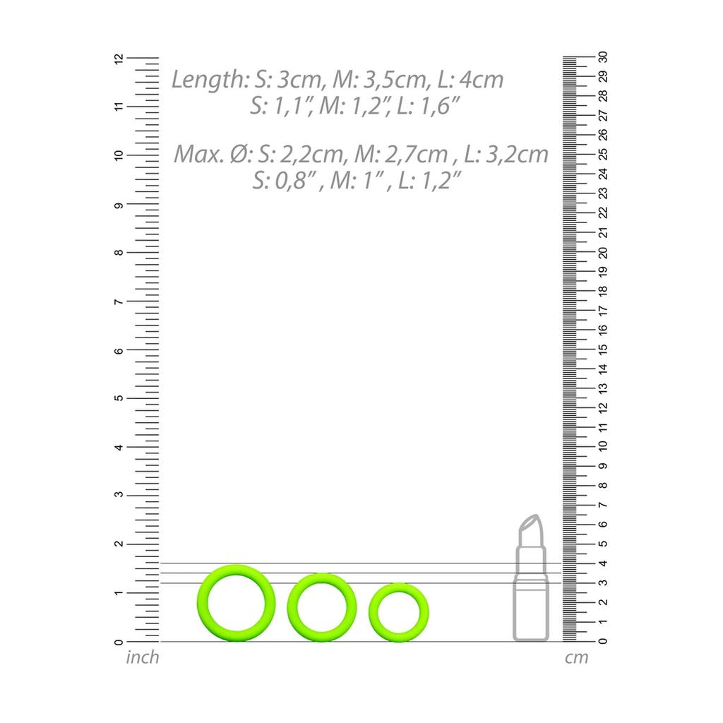 Ouch! by shots - 3-pack glow-in-the-dark sealing ring set