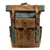 Luksusowe płócienne plecaki w stylu vintage dla mężczyzn płócienny skórzany plecak podróżny duże wodoodporne plecaki Retro Bagpack