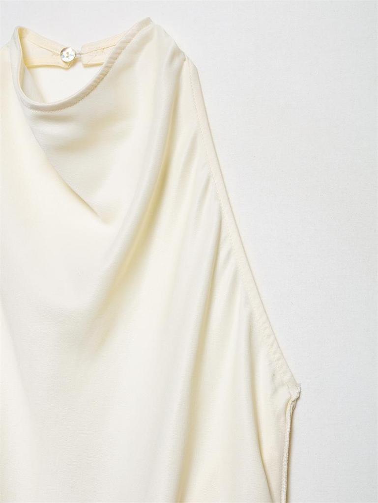 Satin Solid Color Silk Halter Neck Top + Wide Leg Pants - New European American Arrival