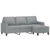 3 Seater Sofa with Ottoman Light Grey 180 Cm Fabric