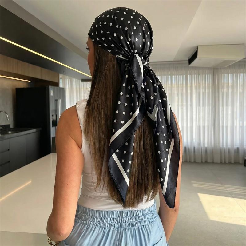 2026 Dot Print Square Scarf For Women Silk Shawl Neckerchief Female Hair Bands Head Wraps Headband Foulard Satin Hijab Bandana