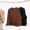 Herren Oversized Uni Farbe Fleecegefüttert Rundhals Sweatshirt Herbst Winter Lässig Streetwear Unisex