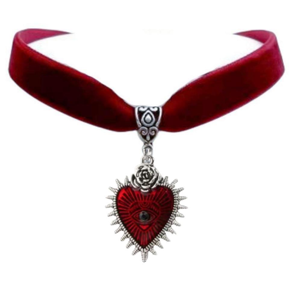 Black Velvet Heartshaped Necklace Alloy Pendant For Women Summer Fashion Accessory