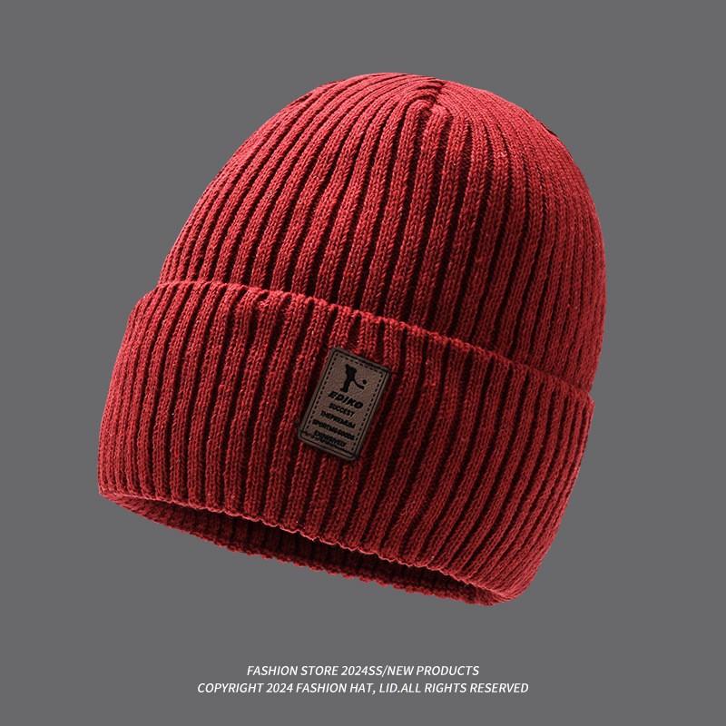 

Cap Beanie Knitted Hat Winter Protection Solid Color Caps Outdoor Gift Unisex красный