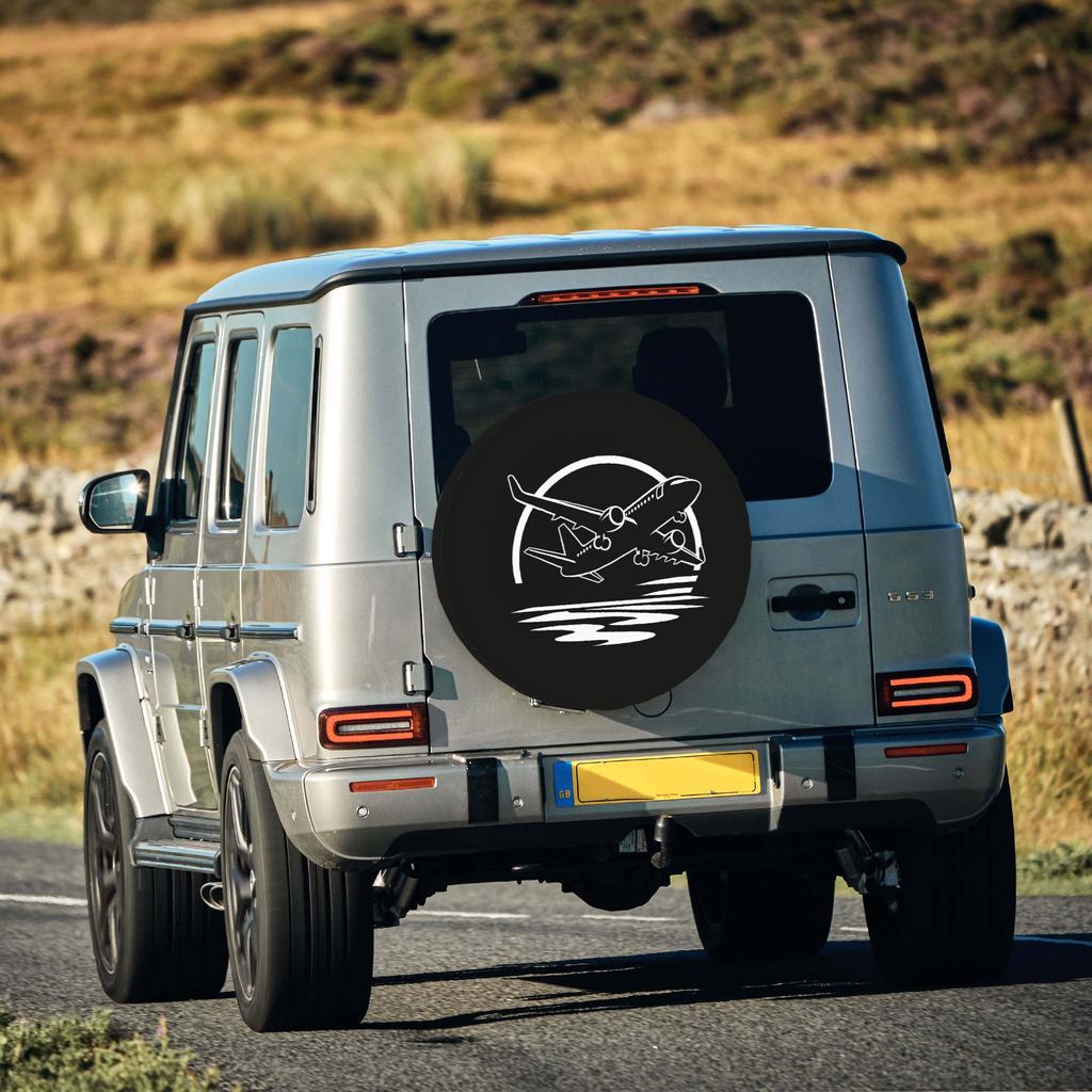 2D Flat 1pc Travel Theme Print Car Tire Cover 35.56/38.1/40.64/43.18 Cm, Spare Tire Cover, Essential For Camping Off-Road Outdoo