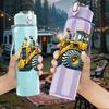 1PC Yellow Wheel Loader Construction Print 750ml Color Plastic Sports Water Bottle Leakproof Flip Straw Lid Suitable for Sports Office Home Use