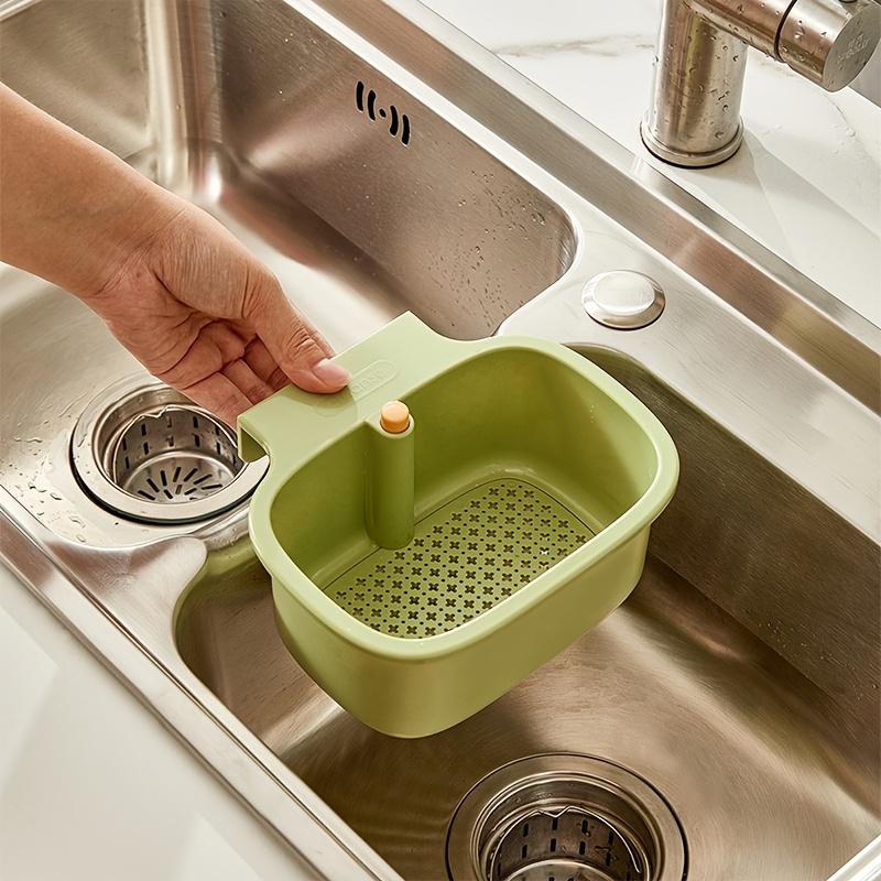 1pc Sink Drain Basket - Duty Hanging Drainer with Overflow Hole, Kitchen Sink Filter, Plastic Sink Strainer for Dishwashing, Prevents Clogs
