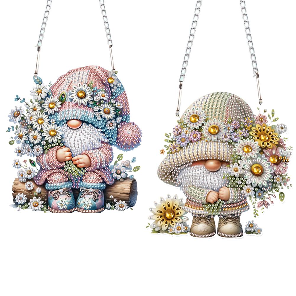 2pcs 2D Flat DIY Rhinestone Diamond Art Window Pendants Special Shape Diamond Painting Set Window Hanging Art for Home Decor