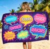 Colorful Game Controller Print Beach Towel Microfiber Large Sand Free Quick Dry, Gamer Graffiti Design Soft Absorbent Bath Towel