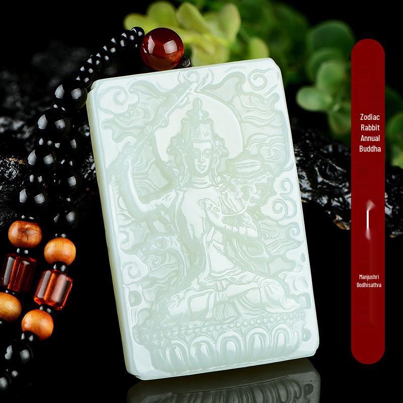 Xinjiang Hetian Jade Tathagata Pendant: Unisex Zodiac Birth Buddha, Guardian Deity for Sheep and Monkey, with Certificate