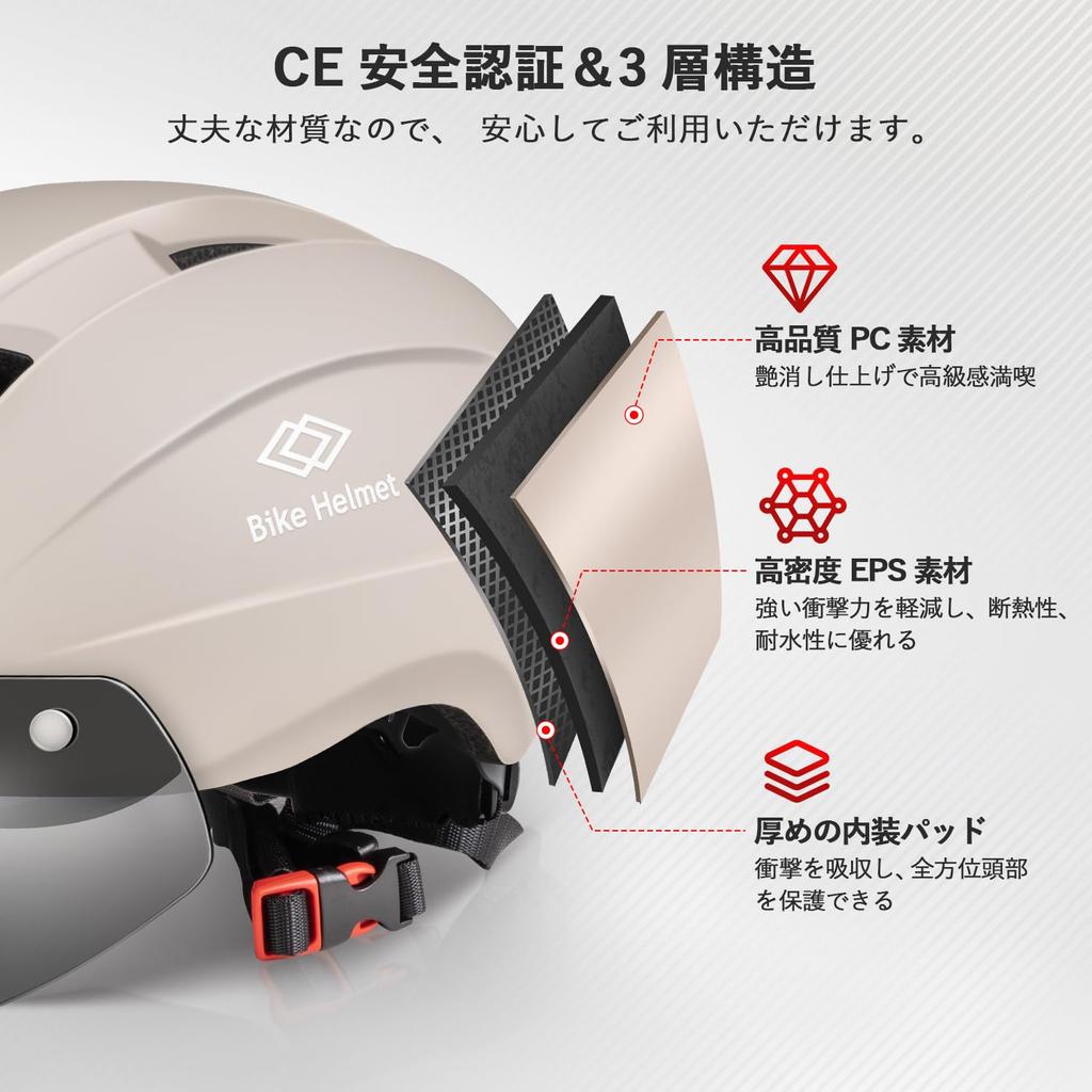 Mixiu Bicycle CE with Magnetic UV Impact Adjustable Size with LED for Road and and School Helmet, Certified, Goggles, Protection, Windproof,