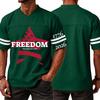 Men's Casual V Neck Short Sleeve Sports Jersey Top with Independence Day Lettering Graphic Print Freedom Since July 4th Patriotic Design