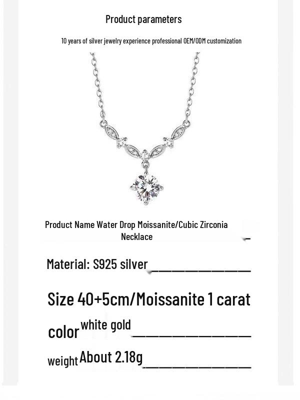 S925 Sterling Silver Galaxy Moissanite Necklace with Zircon Chain - Women’s One Carat Sparkling Pendant, Perfect Christmas Gift