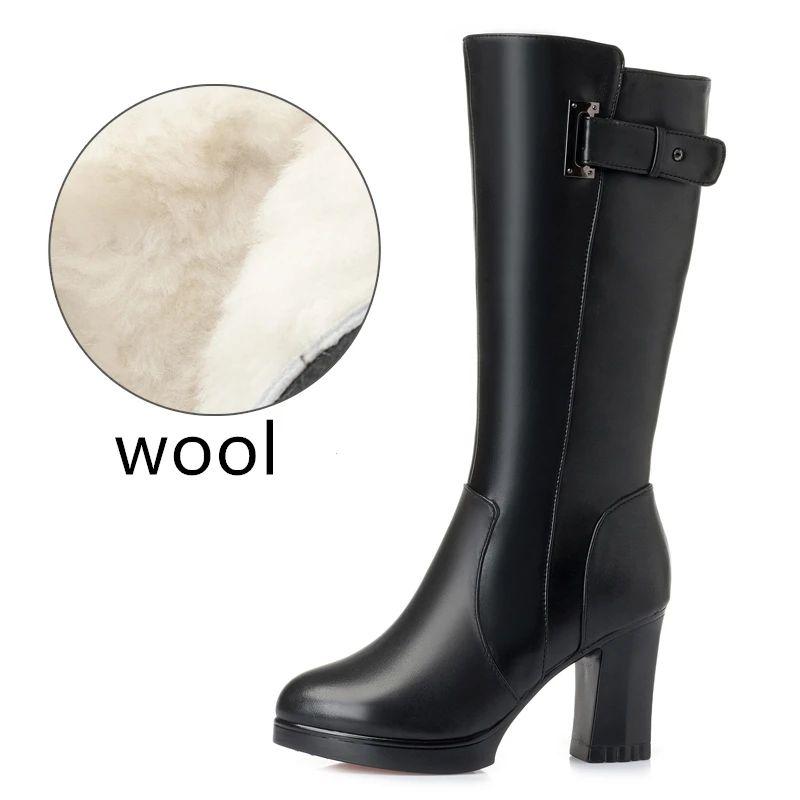 Bottes d'hiver femmes bottes hautes femme plate-forme talons hauts laine bottes longues chaudes pour femmes