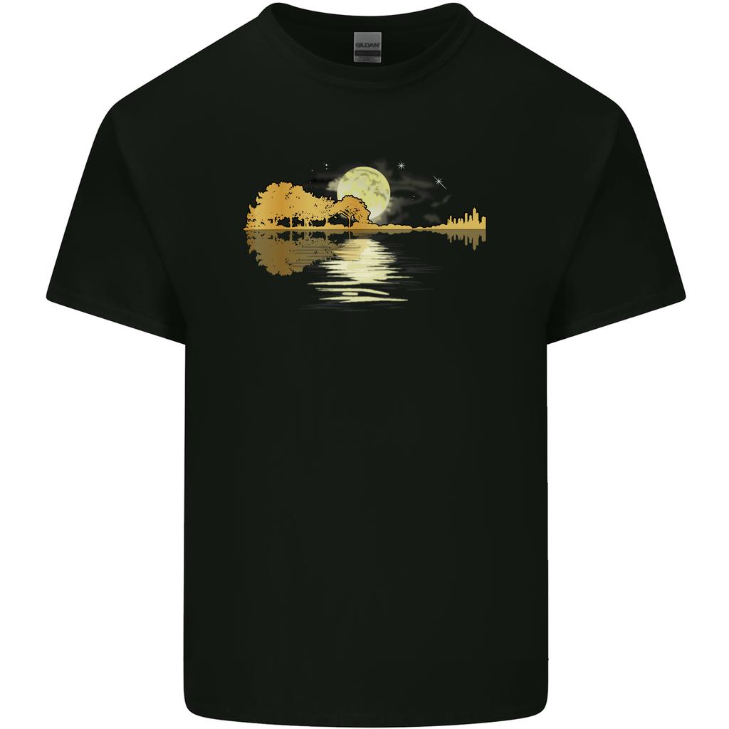 Guitar Reflection Guitarist Bass Acoustic Unisexs Light Cotton TShirt