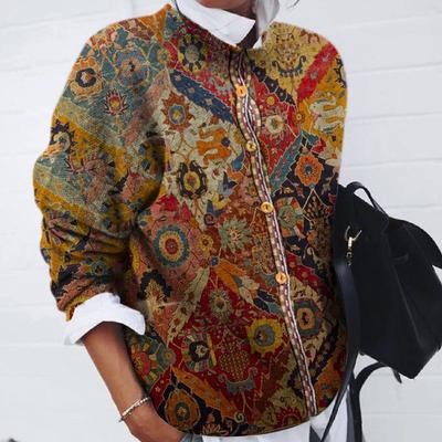Damenmode Wollcardigan mit geometrischem Print Langarm-Oberteil