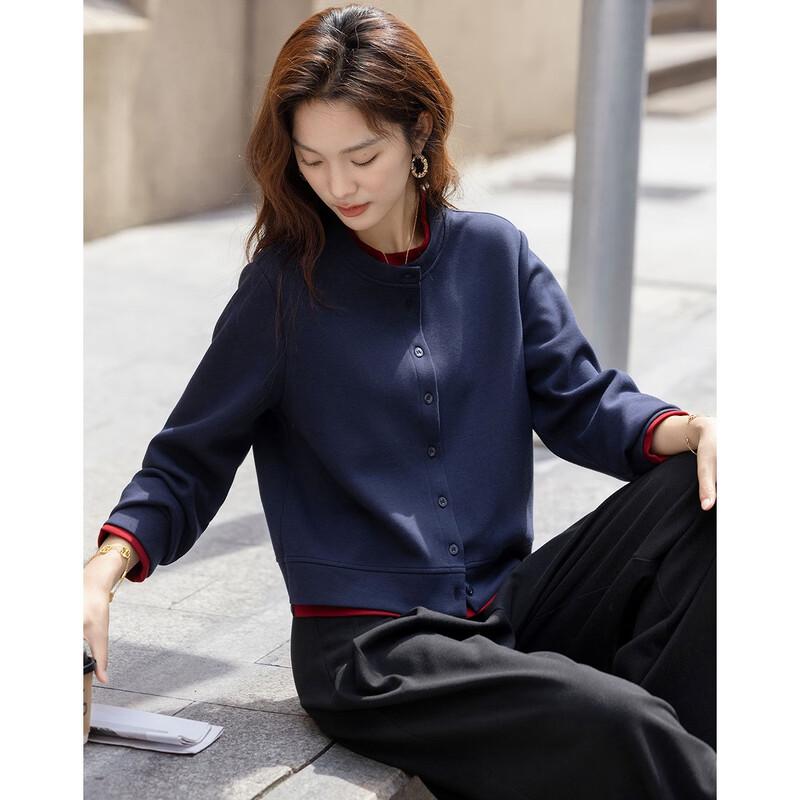 Demana Women's Colorblock Faux Two-Piece Stand-Collar Sweatshirt