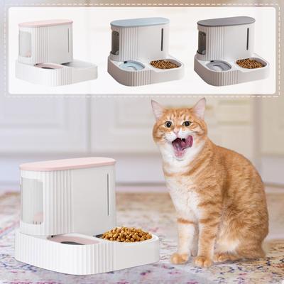 Heimtierbedarf Automatischer Futterspender für Katzen, Wasserspender, großes Fassungsvermögen, integriertes fließendes Wasser, nicht nasser Mund, Trinkwasser für Hunde
