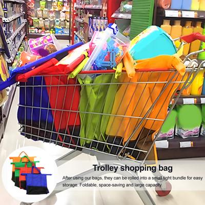 4 Stück Trolley-Tasche Wiederverwendbare Einkaufstaschen mit verstärktem Griff Große Kapazität Wiederverwendbar Faltbar