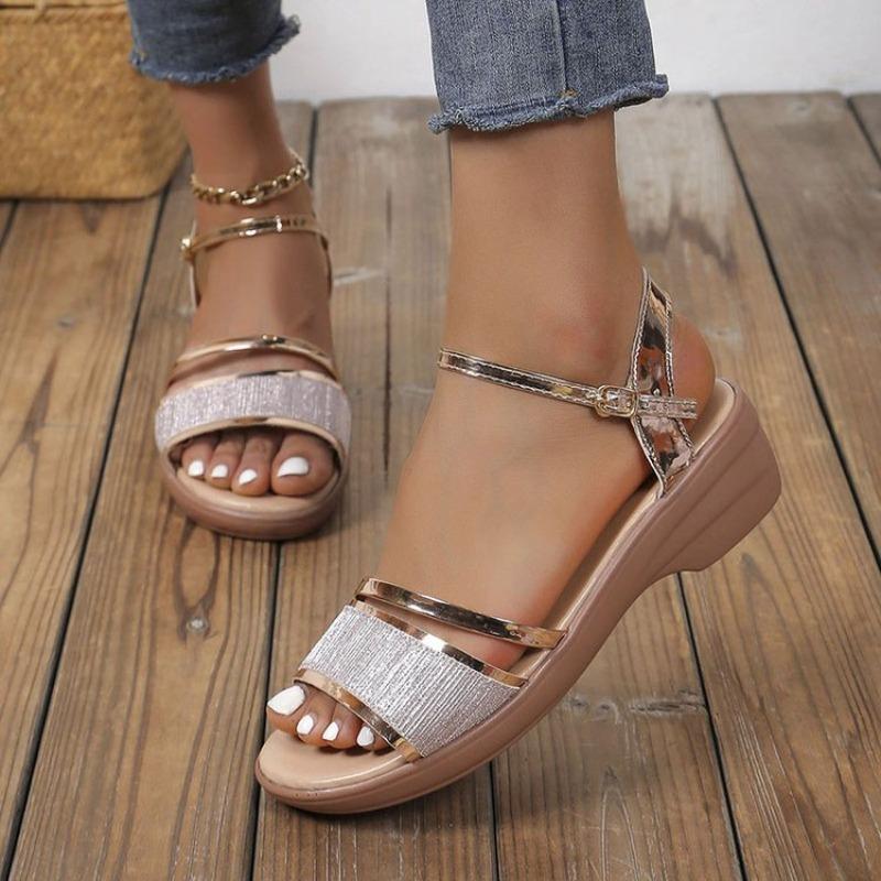 2026 New Women Sandals Luxury Sexy Women's Sandals Summer Platform Wedges Shoes Women Fashion Gold Silver Sandalias Size 35-43
