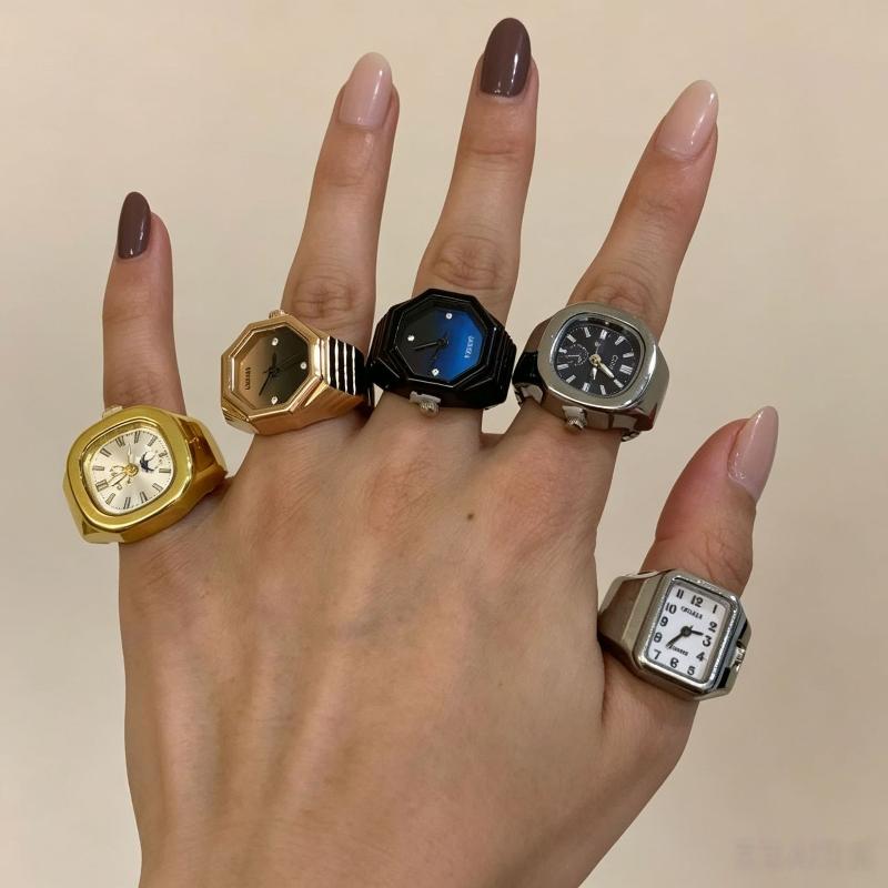 Ring Watch Selling Mini Finger Watch Creative Alloy Shell Finger Square Dial Couple Men And Women