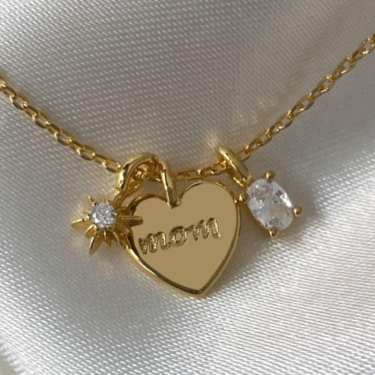 

Mother S Day Necklace Letter Mama Zircon Mom Necklace High Color Retention Pendant 18K Collarbone Chain