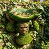 Unique Bird Feeder Green Orangutan Feeder, Outdoor Wall-mounted Garden Sculpture Wild Backyard Decorative for Tree Fence Wall Patio