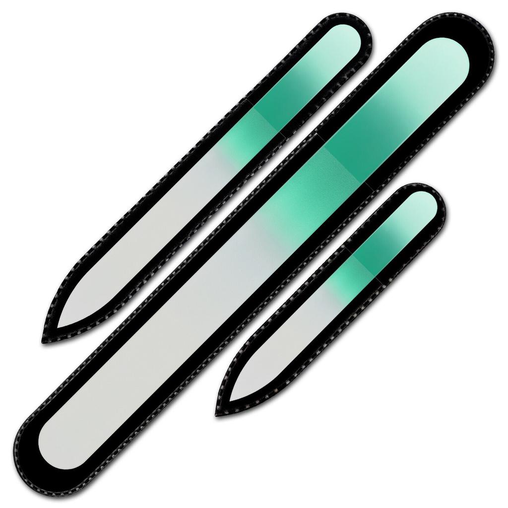 Set of 3 Rainbow Crystal Nail Files, Hand Made of Czech Tempered Glass R-BMS