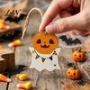 Halloween Tree Ornaments Ghost Wooden Hanging Sign with Hemp Rope, Cute Rustic Decorations Pendants for Home Party Wall Decorative Wood Signs