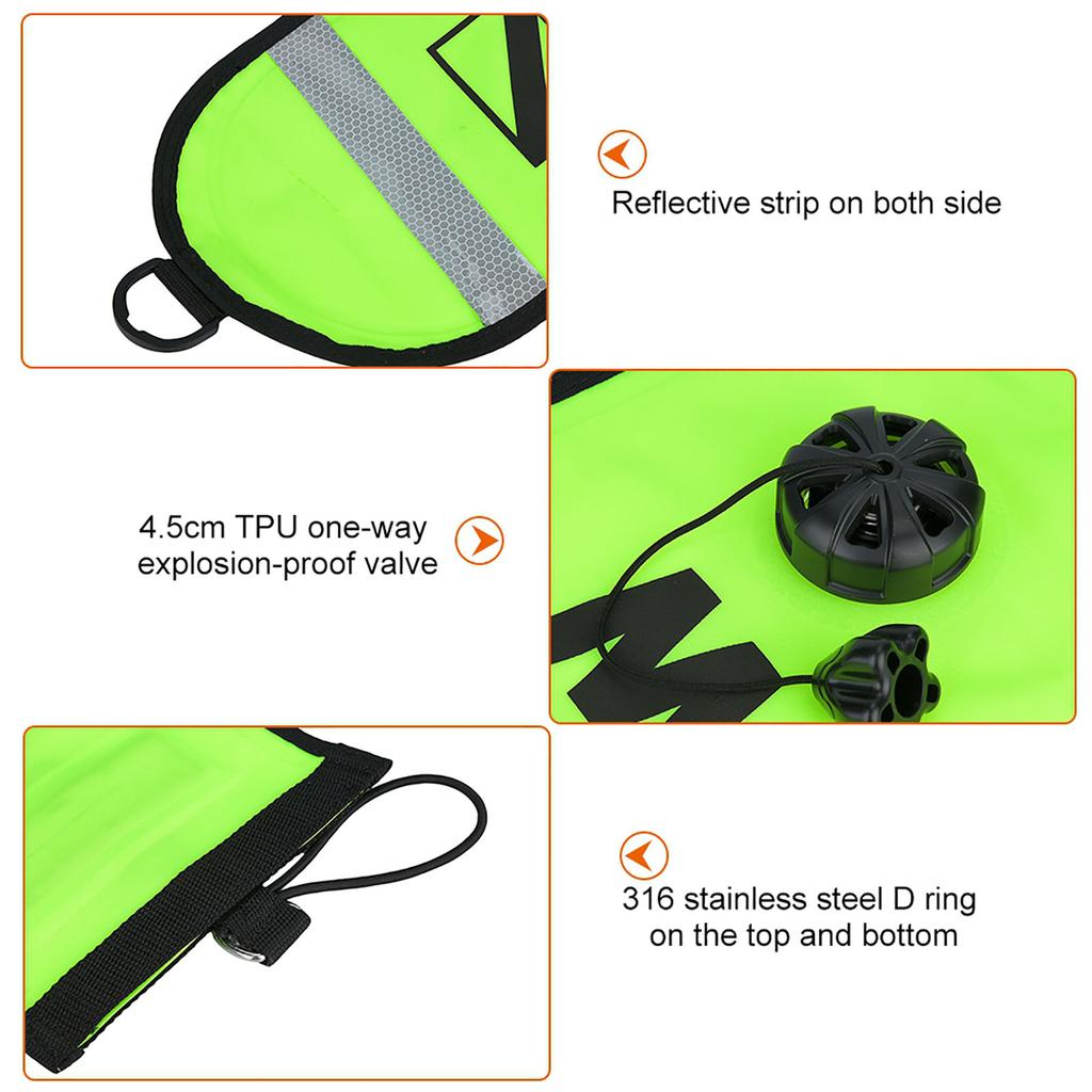 4FT High Visibility Inflatable Scuba Diving SMB Surface Signal Marker Buoy(Fluorescence Yellow)