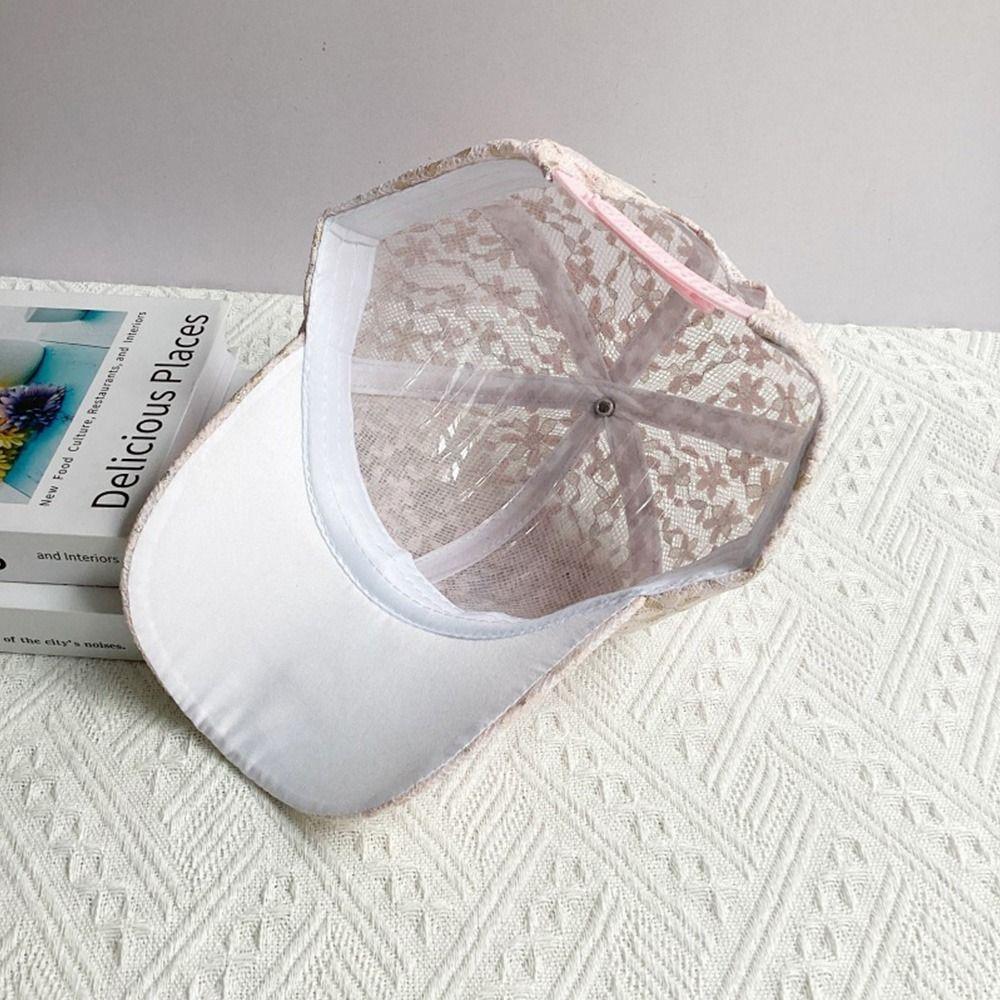 Mesh Breathable Duck Tongue Hat Embroidered Flowers Rebound Cap Sunshade Hat For Women Girls