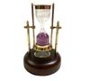 Brass Compass Hourglass with Purple Sand | 1 Minute Nautical Timer | Vintage Maritime Desk Decor