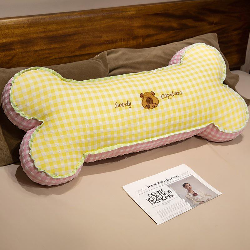 

Washable Bubble Plaid Bolster Pillow: Long, Soft Cushion for Side Sleepers & Girls Dorms 80cm / 0.8kg жовтий