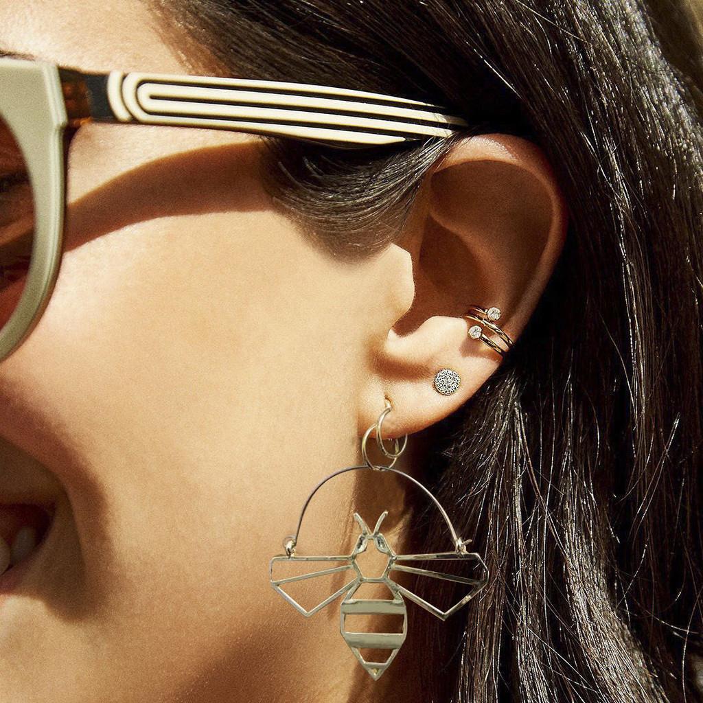 Bee Dangle Fashionable Earrings Alloy Hollow Hoop Set Women For