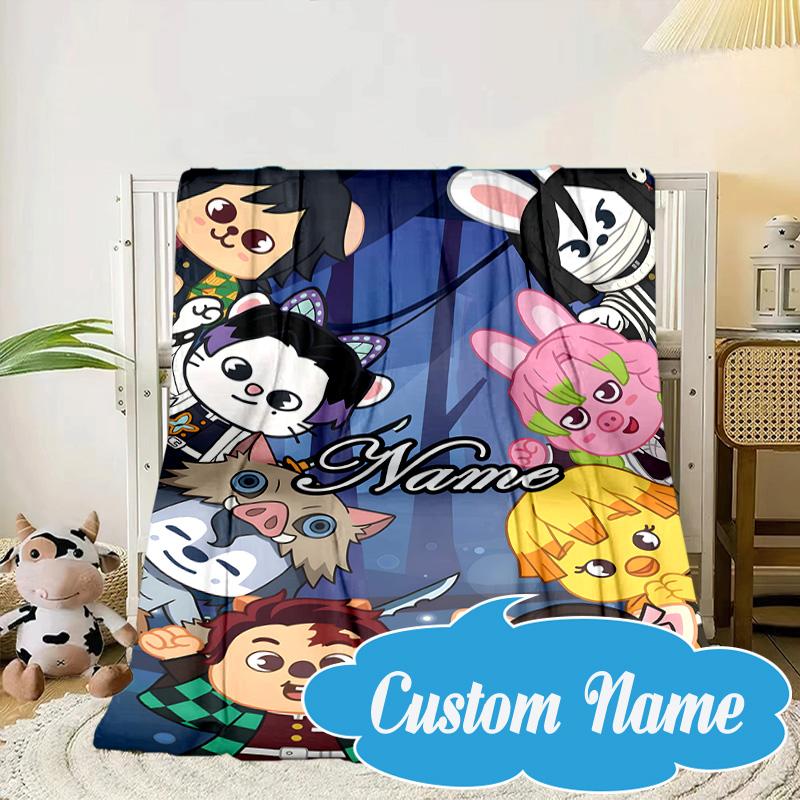 Custom Name Pink Hair Anya Blanket Bed Sofa Blanket Flannel Blanket for Camping, Hiking, Picnic Essentials,gift for Fan Family