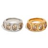 Hammered Finish Oval Zircon Ring Oval Cut Gold Plated Band Elegant Stainless Steel Ring  for Women