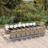 17 piece beige poly rattan garden dining set with cushions
