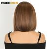 FREEDOM 10" Short Bob Wig Synthetic Lace Front Wigs For Women 13x3 Pre Plucked Free Part Lace Wig Ombre Brown Blonde Cosplay Wig
