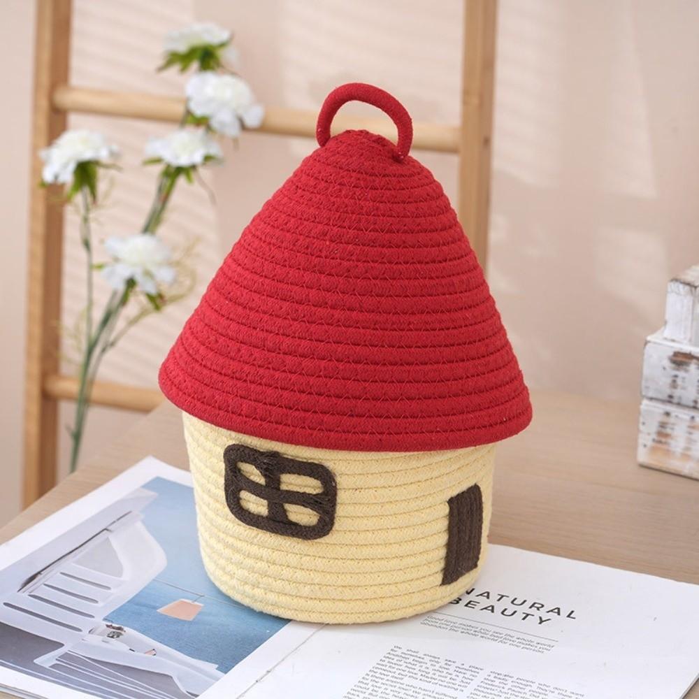 House Shape Desk Organizer Handwoven Snack Toys Organizer Cute Storage Basket  Bedroom Decor