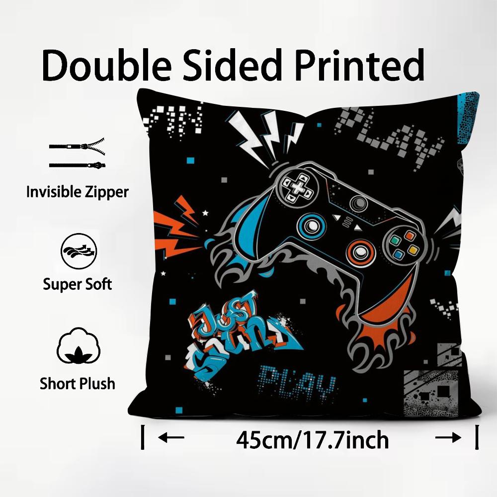 Game Gamepad Colorful Graffiti Cushion Cover Pattern Printed Pillowcase for Living Room Sofa Cushion Cover & Bedroom Decor