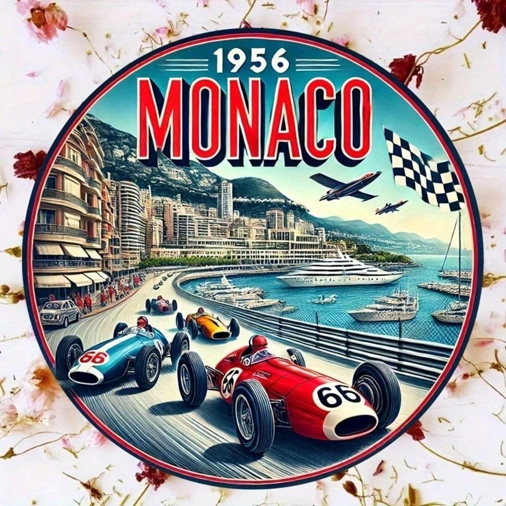 Vintage Monaco Retro Auto Metall Wandkunst Garage Schild