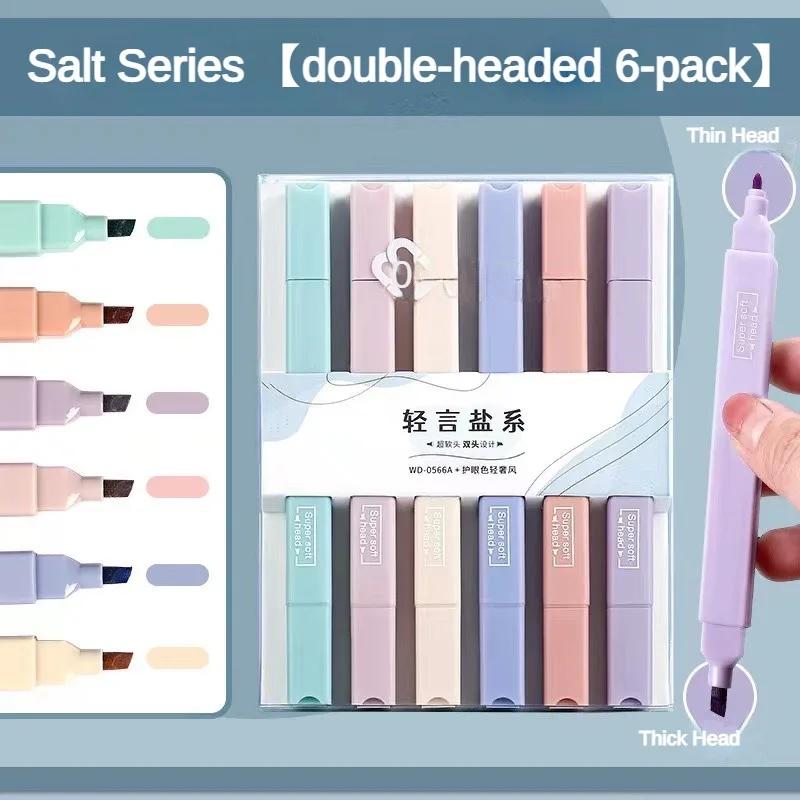 6pcs/set Pastel Color Highlighter Kawaii Stationery Color Marker School Supplies Student Marker Highlighter Japanese Stationery