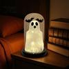 Tabletop Halloween Decor Light Up Ghost In Dome Cloche, Cute Night Wireless Ambient Lighting with Bats for Home Kitchen Mantel Holiday Party Creative
