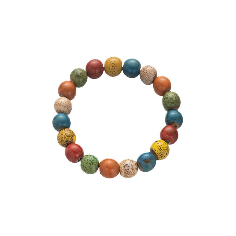 Retro Ceramic Bracelet - Chinese Style, for Both Men and Women, with Colorful Beads, Simple Design Hand Chain