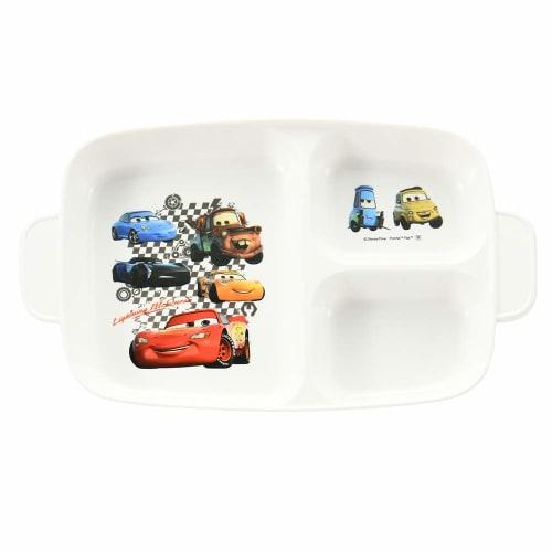 YAXEL Disney Cars Lunch Plate, Deep, Made in Japan, Children's Dishware, Divided Plate, Microwave and Dishwasher Safe, Antibacterial, 26 x 15.5 x 2.8