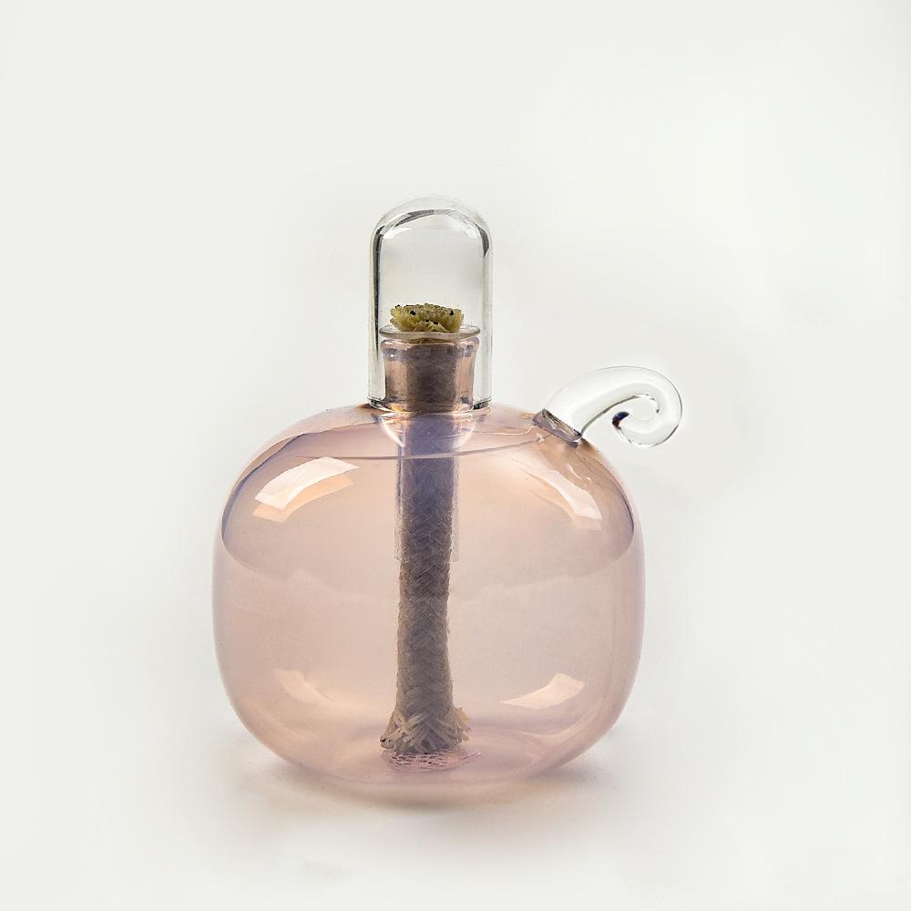 

Nordic Spherical Glass Oil Lamp with Lid, Clear Refillable Candle Holder for Tabletop, Smoke-Free Desktop Decor for Home Room Does not contain ker рожевий
