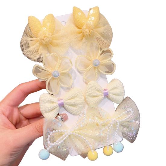 8Pcs Hair Pins Mesh Yarn Bowknot Flower Decor Hairpins Cartoon