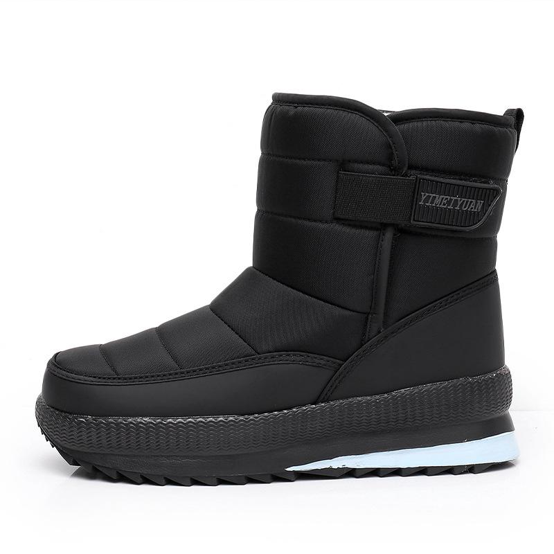 Men's Plus Size Waterproof High-Top Snow Boots with Thickening and Velvet Lining.