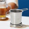 1*Premium Stainless Steel Fine Mesh Tea Filter Extended Handle Loose Tea Drainer With Lid Anti-Scald Multi-Purpose Tea Strainer